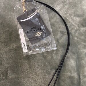Coach Black Leather Card Holder Lanyard